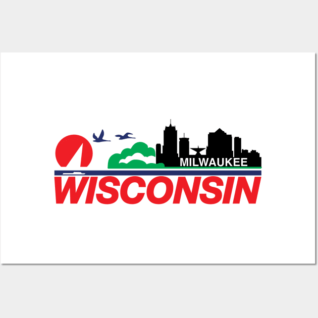 Wisconsin License Plate Milwaukee Skyline Wall Art by KevinWillms1